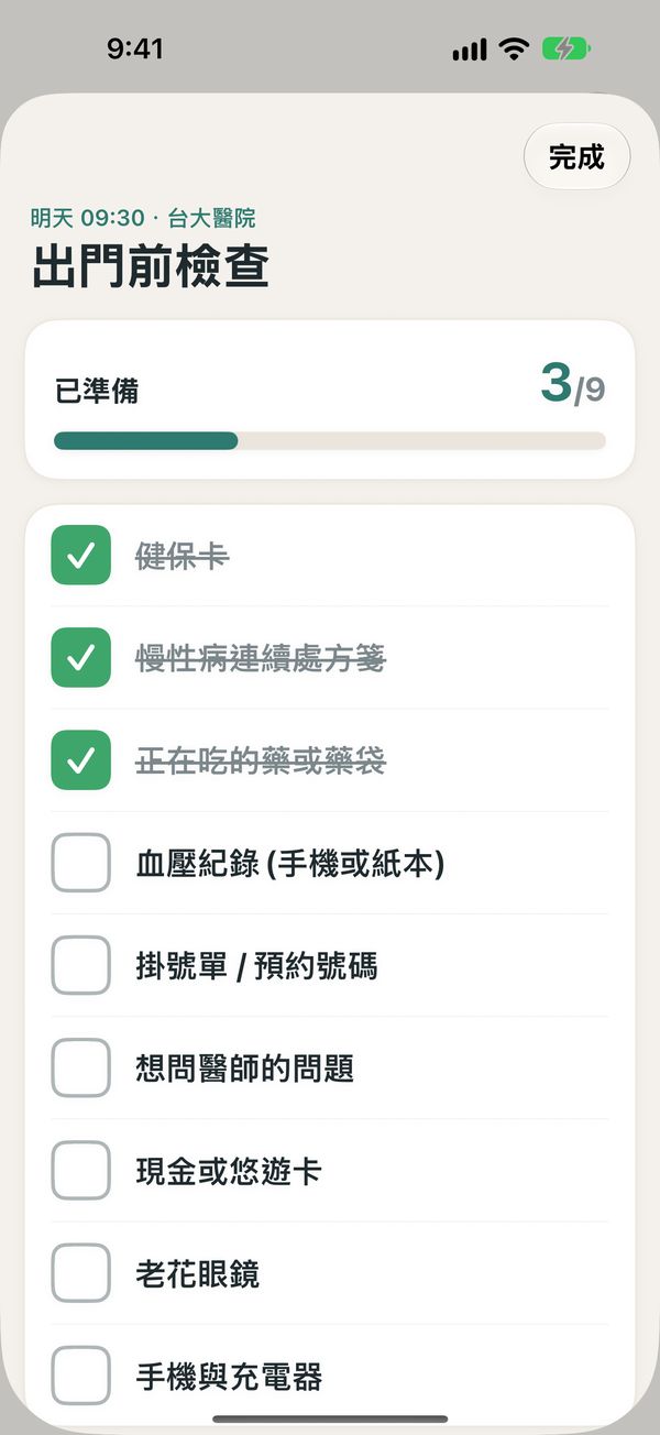 明天要回診